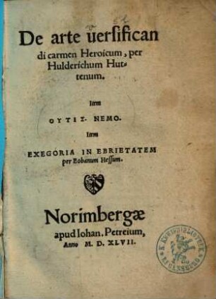 De arte versificandi : carmen heroicum