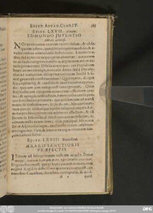 Epist. LXVIII. Bruxellam. Aerarii Sanctioris Praefectis.