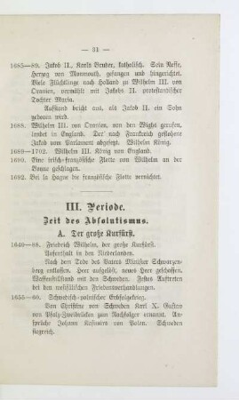 III. Periode. Zeit des Absolutismus