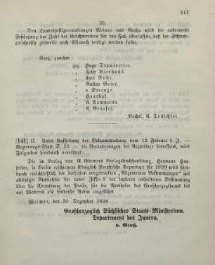 141. Ministerial-Bekanntmachung, betreffend Arzneitaxe für 1899