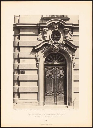 Wohnhaus Silberburgstraße, Stuttgart: Ansicht, Detail (aus: Moderne Neubauten, 1.Jg., 1894, hrsg. W. Kick)