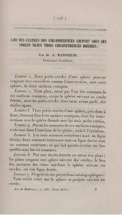 Lieu des centres des circonférences coupant sous des angles égaux trois circonférences données.