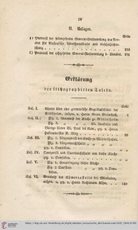 Erklärung der lithographierten Tafeln