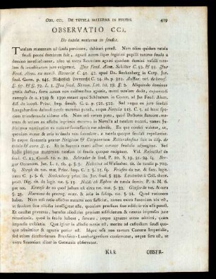 Observatio CCI - Observatio CCXLIII