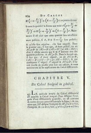 Chapitre V. Du Calcul Intégral en général.
