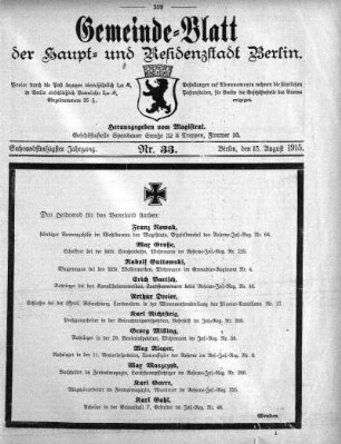 1915,33: Nr. 33, 15. August 1915