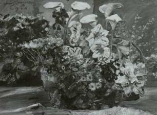 Blumenkorb mit Amaryllis und Kalla