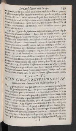 Caput VI. Quid Circa Confessionem Inveteratorum Peccatorum observandum sit?