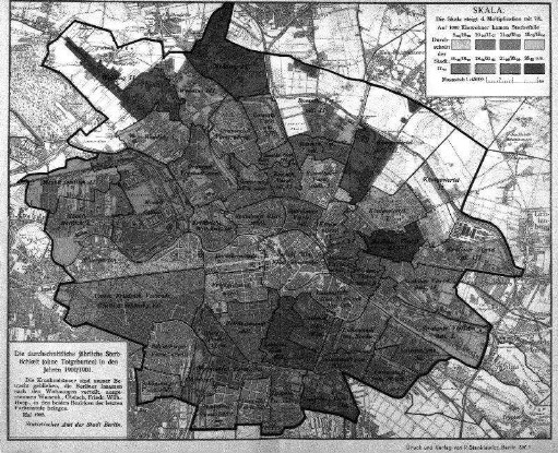 Die durchschnittliche jährliche Sterblichkeit (ohne Totgeburten) in den Jahren 1900/1901
