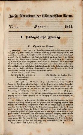 Pädagogische Revue : Centralorgan für Wissenschaft, Geschichte u. Kunst d. Haus-, Schul- u. Gesamterziehung, 1851 = Bd. 29