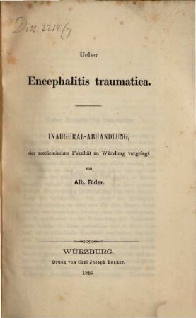 Ueber Encephalitis traumatica