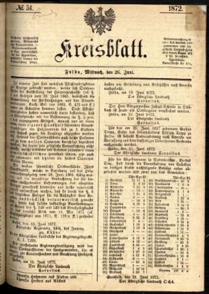 Ausgabe vom Mittwoch, den 26. Juni 1872.