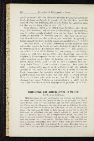 Geistesleben und Bildungswesen in Syrien
