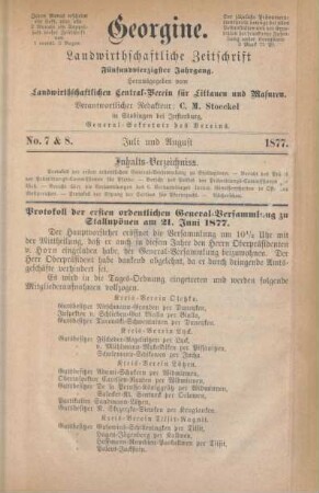 No. 7 & 8. Juli und August 1877.