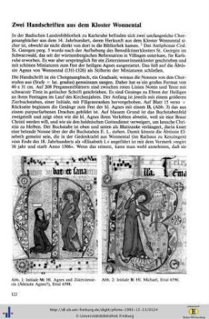 Zwei Handschriften aus dem Kloster Wonnental