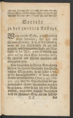 Vorrede zu der zweyten Auflage