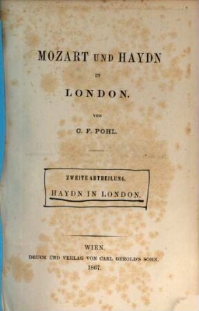 Mozart und Haydn in London. 2, Haydn in London