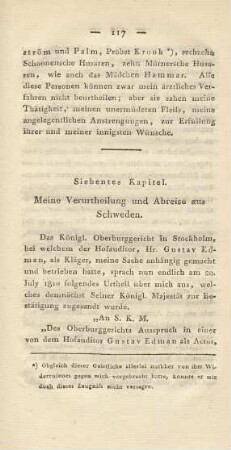 Siebentes Kapitel. Meine Verurtheilung und Abreise aus Schweden
