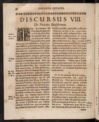 98-114, Discursus VIII. De Peccato Blasphemia.