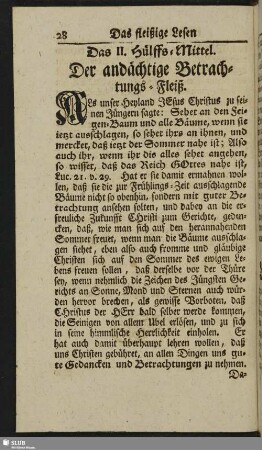 Das II. Hülffs-Mittel. Der andächtige Betrachtungs-Fleiß