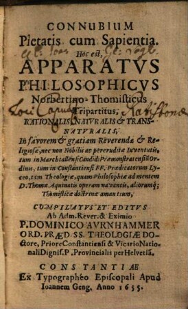 Connubium pietatis cum sapientia : h. e. apparatus philosophicus Norbertino-Thomisticus tripartitus,rationalis, naturalis et transnaturalis