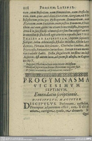 Progymnasma Vicesimum Septimum. Emendatio scriptionis