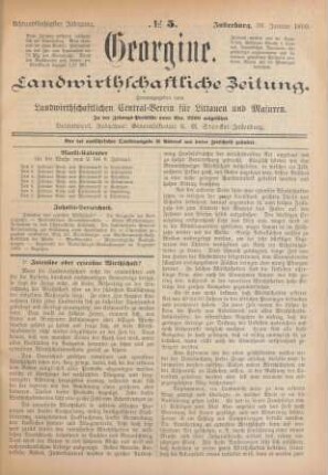 Achtundfünfzigster Jahrgang. No. 5. Insterburg, 30. Januar 1890.