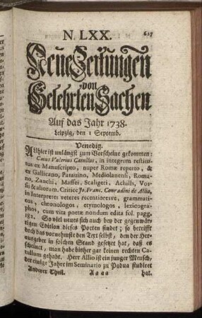 N. LXX. Leipzig, den I Septemb. - N. LXXVIII. Leipzig, den 29 Septemb.