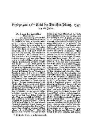 Beylage zum 25ten Stück der Deutschen Zeitung 1785