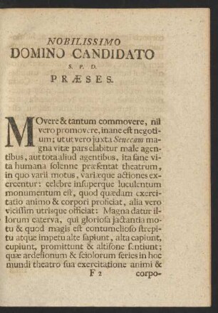 Nobilissimo Domino Candidato S.P.D. Praeses