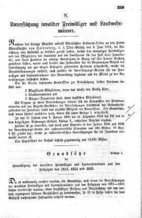 N. Unterstützung invalider Freiwilliger und Landwehrmänner