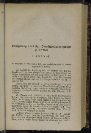 III. Entscheidungen des Kgl. Ober-Appellationsgerichts zu Dresden