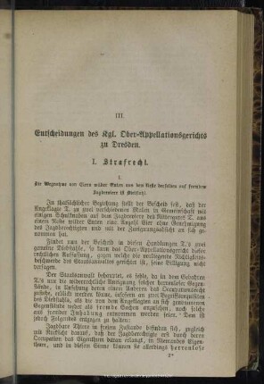 III. Entscheidungen des Kgl. Ober-Appellationsgerichts zu Dresden