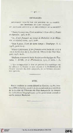 Ouvrages publiés par les membres de la Société