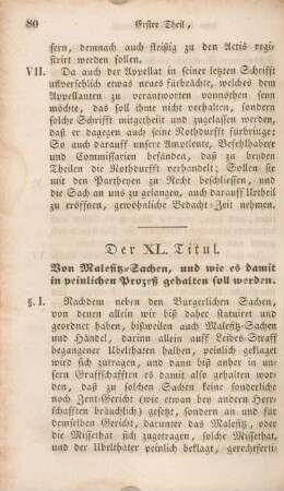 Der XI. Titul. Von Malefitz-Sachen, und wie es damit in peinlichen Prozeß gehalten soll werden.