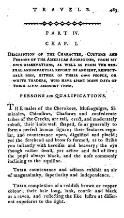 CHAP. I.: Persons, character and qualifications of the american Aborigines...