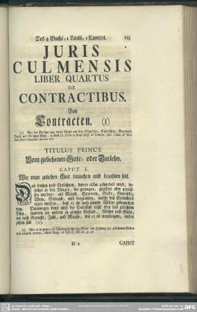 Iuris Culmensis Liber Quartus De Contractibus. Von Contracten