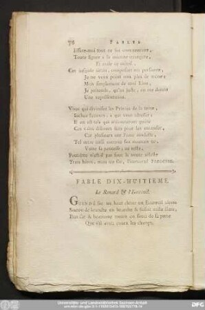 Fable Dix-Huitieme. Le Renard & l'Ecureuil.