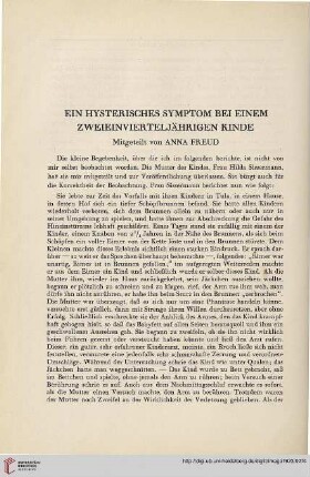 9: Ein hysterisches Symptom bei einem zweieinvierteljährigen Kinde