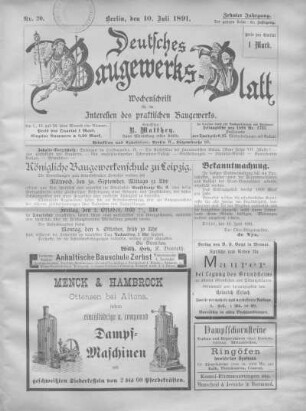 51. Jahrgang, Nr. 20.