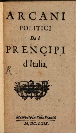 Arcani politici dei prencipi d'Italia