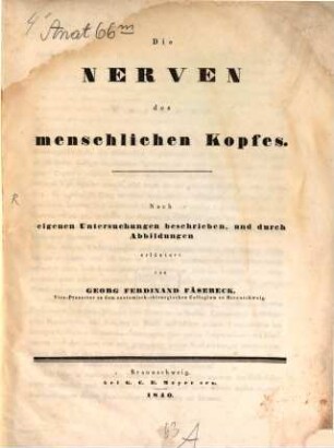 Die Nerven des menschlichen Kopfes : m. 6 Tafeln