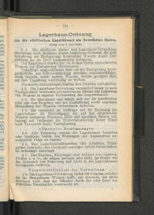 Lagerhaus-Ordnung