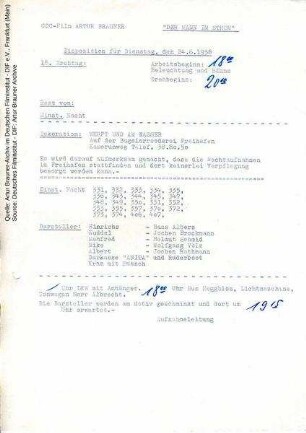 Tagesdisposition für den 24.06.1958