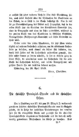 Die rheinische Provinzial-Synode und die rheinischen Lehrer