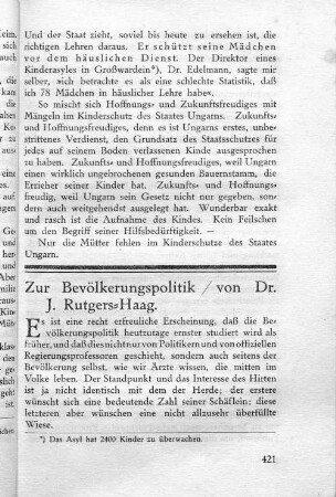 Zur Bevölkerungspolitik
