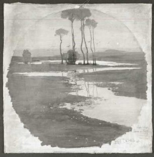 Landschaftsmalerei "Vorfrühling" (Bäume am Wasser)