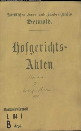 Brehen, Witwe zu Dehlentrup gegen Meier zu Biesen - Schuldforderung