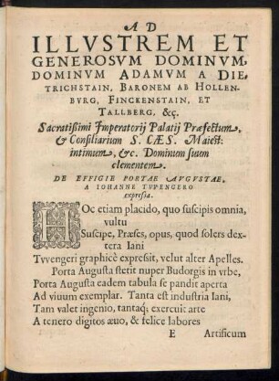 Ad Illustrem Et Generosum Dominum, Dominum Adamum A Dietrichstain ...