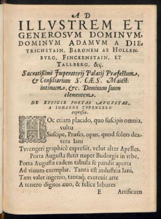 Ad Illustrem Et Generosum Dominum, Dominum Adamum A Dietrichstain ...